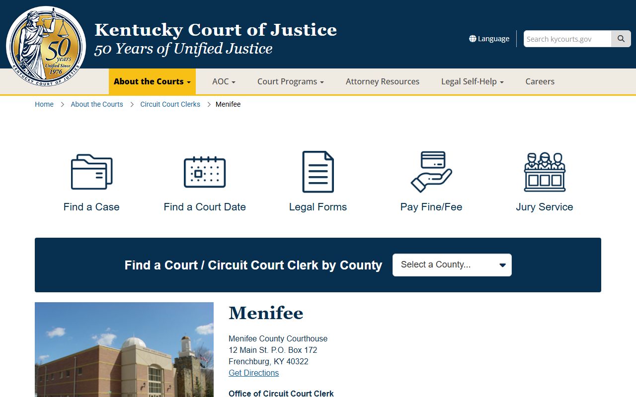 Menifee County court records after jail arrest courthouse and clerk source