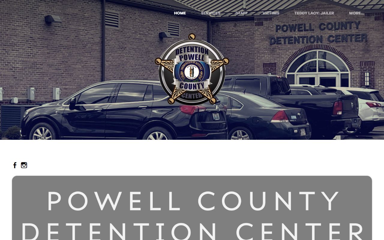 Powell County Detention Center homepage with address and phone number